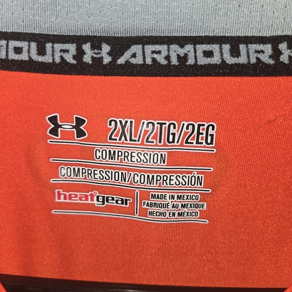 Under Armour Heat Gear Compression Shirt Mens 2XL Orange Base Layer - Picture 3 of 4
